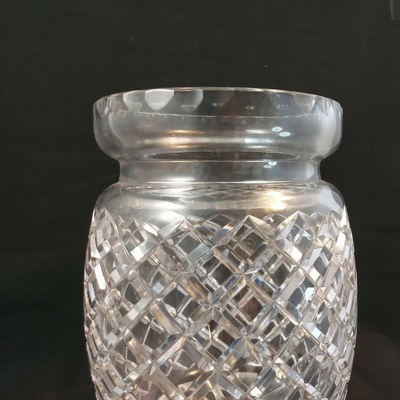ABP American Brilliant Period Cut Glass~Crystal Heavy Vase Criss Cross~8.5” tall - Picture 8 of 9